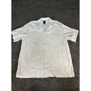 Gap Mens XL Short Sleeve Linen Blend Floral Button Down Camp Shirt White Purple